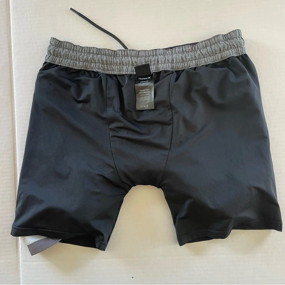 Men Hurley Color-block Gray-Black  Drawstring Lined Swim Board Shots size Large